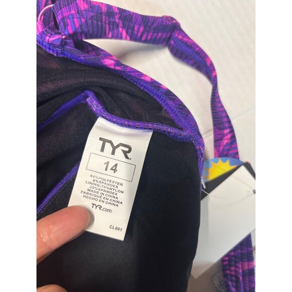TYR WOMEN’S MONACO V-NECK SHEATH, SWIMSUIT,  Purple, Size 14 - Picture 10 of 13